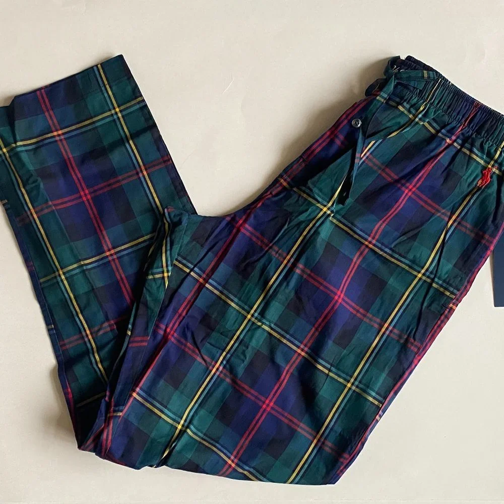 Polo Ralph Lauren Green Polo Multi-Color Plaid Cotton Pajama Lounge Pants